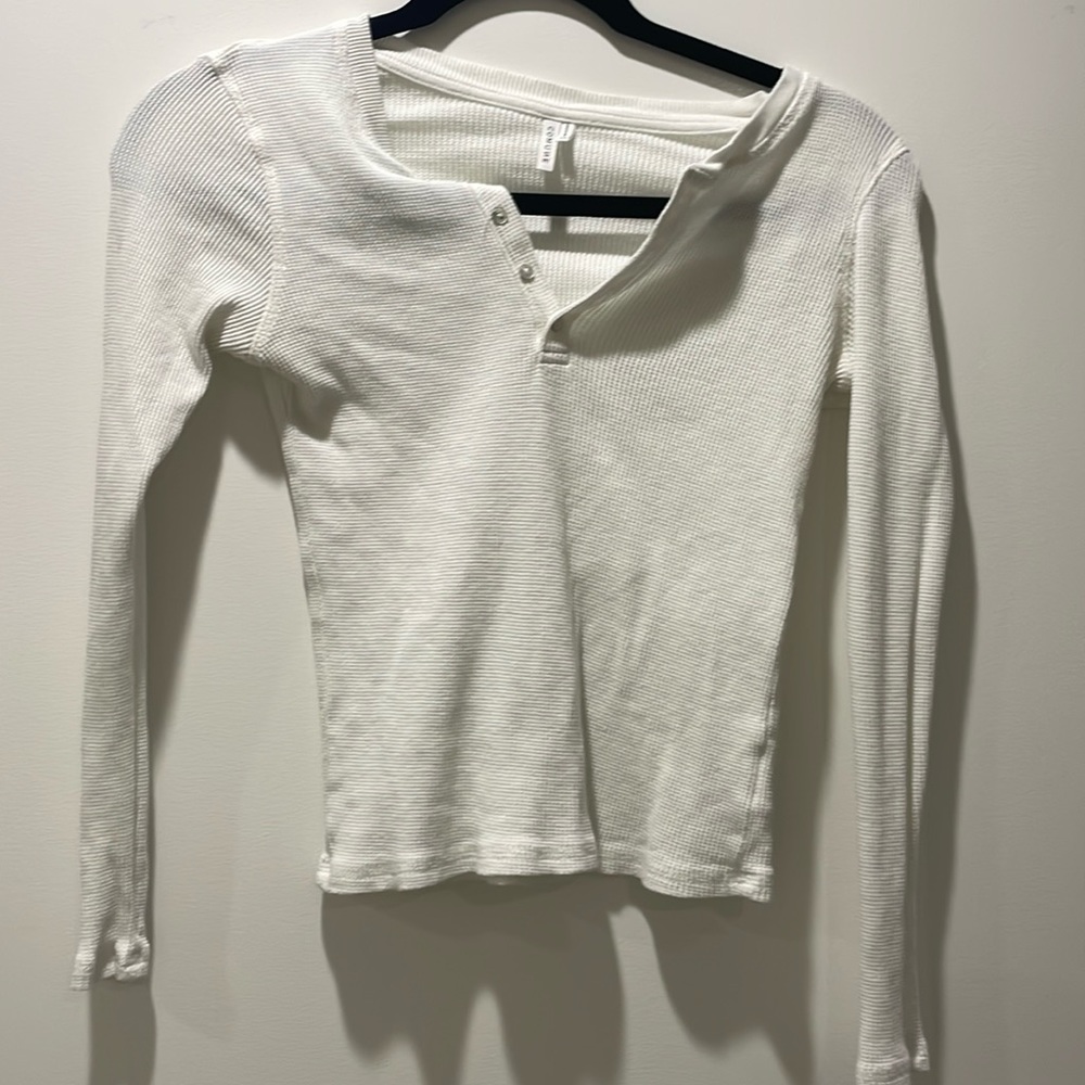 White waffle knit top
